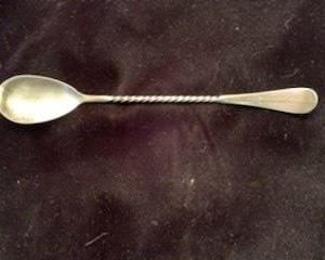 **Now $5** $10  Fun 1920s nickel silver cocktail stirrer, handle says 'Bromo Seltzer Cures Headaches'