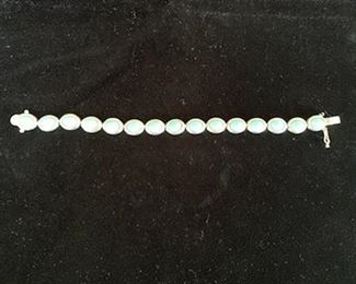 **Now $25** $45  Vintage Mexican sterling and turquoise 8" bracelet