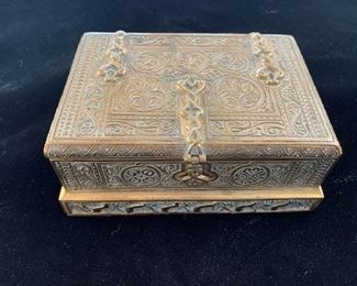 $495 Tiffany Studios Venetian bronce cigar box with wood lined interior, ca 1920