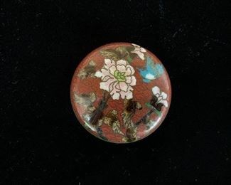 $20  Vintage Chinese cloisonne round box, 2"