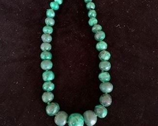 $50  Vintage malachite bead necklace, 15"