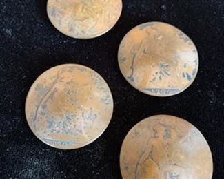 **Now $20** $35   (4) 1 1/2" coin buttons; 1906, 1908, 1909, 1915