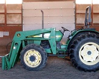 John Deere 5310 Diesel Tractor With Hydraulic Front Bale Spike, 1861.2 Hours Showing, 64HP, Sync Shuttle Transmission