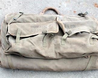 Antique Military Canvas Tent,  And Antique Military Canvas Tool Bag