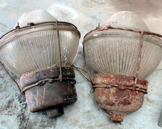 Vintage Glass Street Lights, Qty 2
