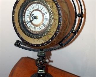 Decorative 20in Battery Operated Globe Styled Clock With Cast Iron Stand