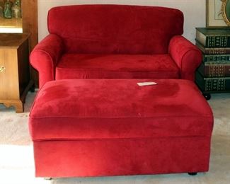 Upholstered Loveseat Sleeper Sofa, 32in X 50in X 34in, With Storage Ottoman, 18in X 40in X 26in, Contents Not Included