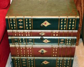 Decorative Stacked Book Design 4 Drawer Accent Table, 24in X 21in X 16in