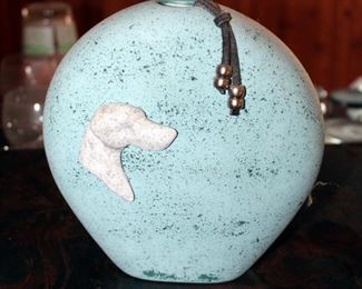 Pottery Weimaraner Shadow Vases, Including Wedding Vase 7.5 Tall, Qty 5