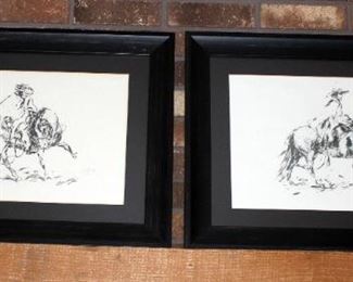 Framed Matted Under Glass Peruvian Paso Fino Horse Sketches, Signed And Numbered By Artist, Signature Undecipherable, Both 19.5in X 24.5in, Qty 2