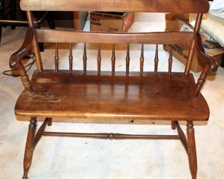 Solid Wood Peg Leg Bench, 32.5in X 38in X 16in