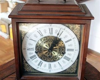 Cuckoo Clock Manufacturing Linden Triple Chime Mantle Clock With Key, Made In Germany, 12in x 9.5in x 9.75in