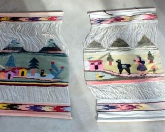 Woven Tapestry Wall Hangings, Qty 2, And Woven Horse Shoulder Bags, Qty 2