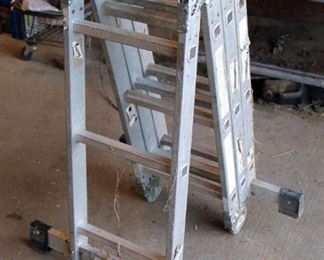 Aluminum Convertible Ladder, Fully Extended Measures 12ft In Length