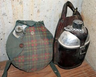Vintage Military Style Canteen With Pouches, Qty 2