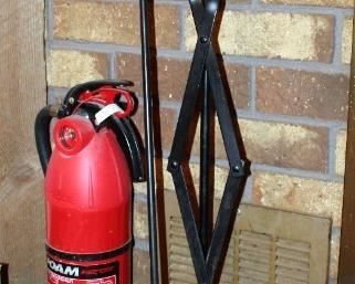 Fireplace Tool Set, Foam Fire Extinguisher, And Ashtrays, Qty 4