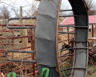 Non-Functioning Tractor Implements, Including Auger, Hay Ring, Forks, And More, Scrap Metal