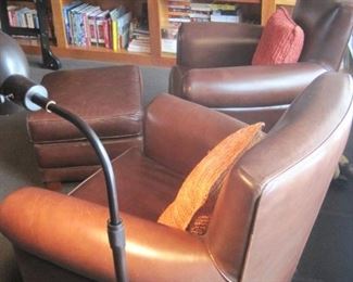 Leather Armchairs and Footstool by Room and Board.
