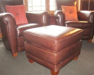 Leather Armchairs and Footstool by Room and Board.