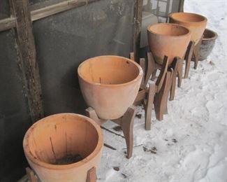 Crate and Barrel Pots on Stands.
