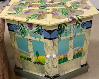 Hand Painted Octagon Table/Chest