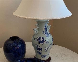 Blue and Mint Green Asian Lamp