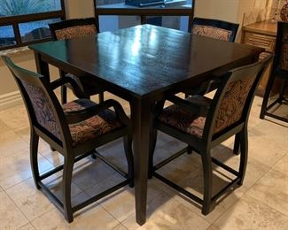 Italmond Pub Table w 5 Arm Chairs (Brass Footrest) 