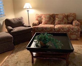 ***Chair w Ottoman Sold at 1st Sale                                
Sleeper Sofa Craftwork Guild
Sq Coffee Table w Branch Accent
Floor Lamp 