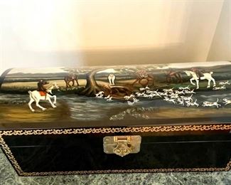 Fox hunt scenes on this box--the home is located on an equestrian setting--many beautiful pieces