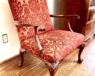 Cut velvet mahogany chair