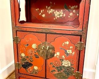 Chinese red lacquer cabinet with original lock