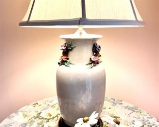 Porcelain Lamp with applied flowers