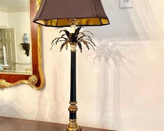 one of a pair of palm motif lamps