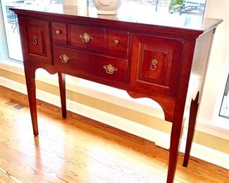 Lot 4803.  $495.00  Beautiful "Ducks Unlimited" sideboard by Kincaid.  This piece has 4 drawers, a distressed look finish and excellent craftsmanship.  Made in the USA	52" W x 17" D x 42" H