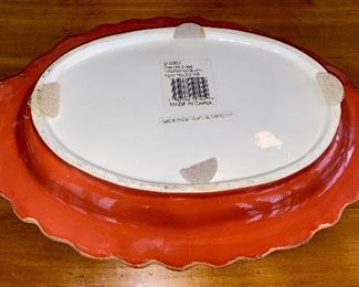 Lot 4828. $38.00. Classic White Turkey Platter (Ceramic Classics by Housewares International) 19"L x 14" W & and Double Handled Leaf Platter (Dennis East International)	13" L x 8" W
