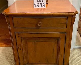 Lot 4848. $2,395.00. Awesome 5 pc. Drexel Heritage Queen Bedroom set, includes Bed Headboard, Footboard and Frame (no mattress box spring or bedding), Dresser (six drawers and 3 drawers behind door ), **Side Table/Night Stand with cabinet and one drawer, Side Chest with three drawers and a **Wardrobe (44.5"w x 87" t x 45"w), Side table 17"deep x 23" wide x 28"tall.  Bed: 67" wide, 88"long, 50" tall, Side chest 17" deep x 24"w x 26"t, Dresser 67" wide, 20" deep, 35"tall.  Excellent Condition. 