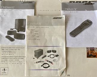 Lot 4859.  $180.00  Bose Cinemate Digital Home Theater Speaker System in Original Box and Packing Material.  Includes Bose remote and all wiring as well as User Manuals and Installation instructions.