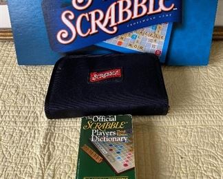 Lot 4866,  $48.00  Scrabble Lot:  Super Scrabble board game with raised grid.  Scrabble dictionary, and Travel Scrabble, for when you are able to travel again! 