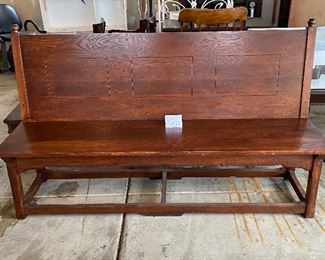 Lot 4873.  $500.00  (Our Homeowner Paid $1000)  6' Antique Church Pew - could be the perfect place to stream your pastor's sermon.  Also would be great for an eating bench with your farm house table.  Arts & Crafts style, 6 feet long, 40" back and seat height 18" and 16" deep. Owner paid $1,000 a number of years ago.  