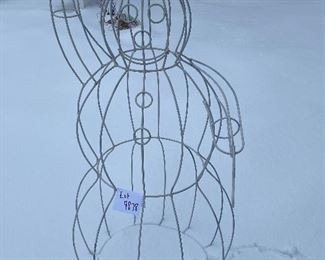 Lot 4878. $65.00  So you want to build a snowman?  This White Metal frame snowman has all kinds of possibilities!  	57" H.  This is one our favorite items in the sale.  