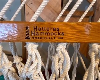 Lot 4887 $125.00. Hatteras Hammocks of Greenville NC DuraCord Rope Hammock with a green pillow, excellent used condition, may have never been used.  no box.		