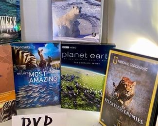 Lot DVD #1. $60.00  Large Natural World DVD Lot with 20 dvds includes: BBC Planet Earth (5 disc set); BBC Africa Eye to Eye With the Unknown (2 Blu-Ray disc set); Discovery Natures Most Amazing Events (2 disc set); Discovery Shark Week Ocean of Fear (2 disc set); DVD Animal Planet Wild Russia (2 disc set); Nat Geo Relentless Enemies; BBC Atlas of the Natural World Africa and Europe (6 disc set). See pictures for more details!  This is an amazing video lot for quality family viewing.  Photography is stunning,   