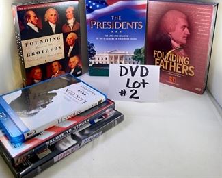 Lot DVD #2. $35.00 Very Presidential: Lincoln Feature Film (Blu-Ray and DVD set); Salute to Reagan; Horns and Halos Documentary; History Channel Founding Brothers (2 discs); History Channel The Presidents Lives and Legacies of the 43 Leaders of the United States (3 discs); History Channel Founding Fathers- The men who shaped our nation and changed the world (2 discs).