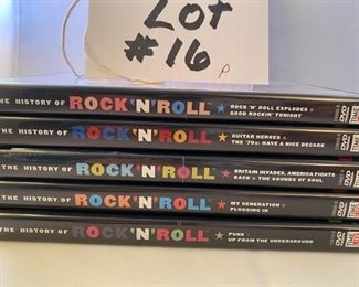 Lot DVD #16. $24.00 Time-Life's Series, "The History of Rock 'N Roll" "Rock N Roll Explodes, Good Rockin' Tonight, Britain Invades, America Fights Back and the Sounds of Soul, Guitar Heroes, The '70s: Have a nice Decade, Funk, Up from the Underground, and My Generation, and Plugging In,  Also included is Nirvanna Unplugged in New York appears to still be sealed.  