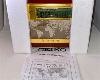 Lot 4904  $30.00 Brand New Seiko World Alarm Clock Model QHL020BL Quartz Movement. Very Cool on your Desk