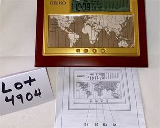 Lot 4904  $30.00 Brand New Seiko World Alarm Clock Model QHL020BL Quartz Movement. Very Cool on your Desk