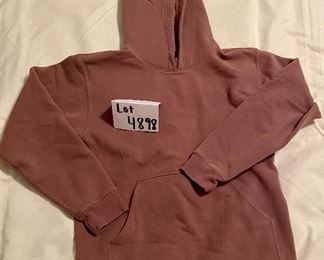 Lot 4898. $95.00  Lululemon: On The Go Merino WOOL Knit Poncho Diagonal Zipper (One Size, in oatmeal), Light wool sweater in pink with thumb holes, and a hooded sweatshirt in a blush.  No tags, great shape, smaller sizes (small).  $400 value.