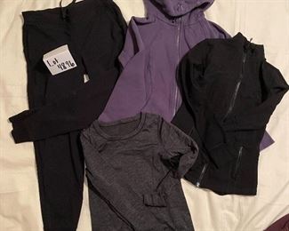 Lot 4896. $96.00  Lululemon: joggers, scuba hoddie zip up (purple), black Define Jacket all size 8's.  Tech longsleeve (sm or med) in dark gray.