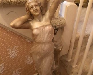 Detailed picture of 6 foot tall marble statue on Column