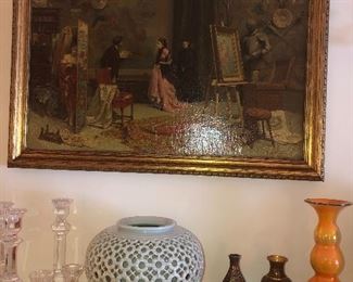 Cloisonné & Imperial glass bulbous vase, and more